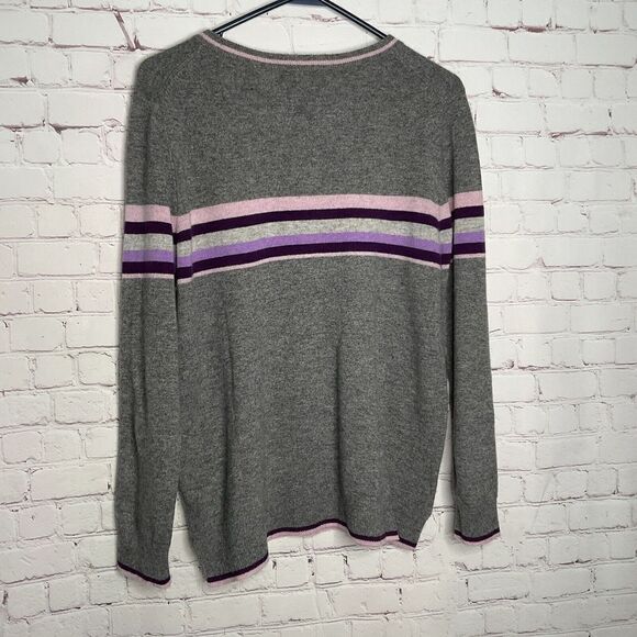 Charter Club Women’s Gray Sweater 100% Cashmere Long Sleeve Crew‎ Neck Size L - Picture 6 of 9